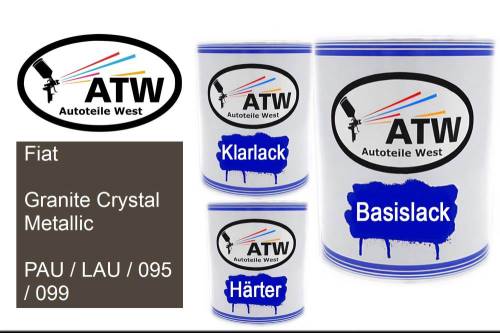 Fiat, Granite Crystal Metallic, PAU / LAU / 095 / 099: 1L Lackdose + 1L Klarlack + 500ml Härter - Set, von ATW Autoteile West.
